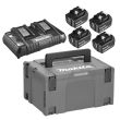 Pack énergie 18V Makita 4 batteries 5Ah BL1850B + chargeur DC18RD en coffret MAKPAC - MAKITA - 197626-8 pas cher