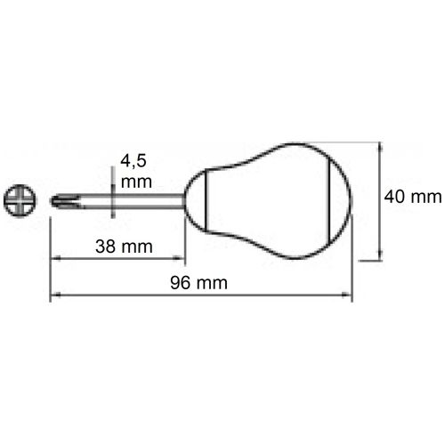 Tournevis court PH1 4,5 x 38 mm - MOB - 9122010001 pas cher Secondaire 1 L