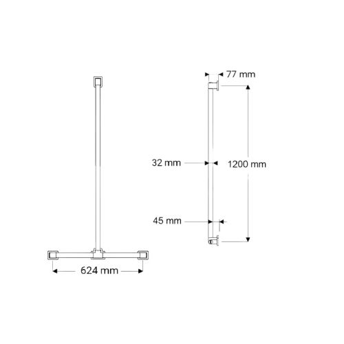 Main courante de douche en T Rugao en acier inoxydable AKW 12014GR-LS photo du produit Secondaire 1 L