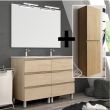 Ensemble meuble de salle de bain 120cm double vasque + colonne de rangement PALMA bambou (chêne clair) - COSYNEO - ING3CPALMA120COLBAM pas cher