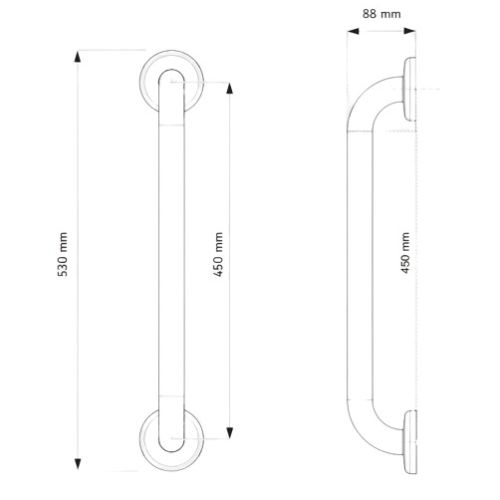 Barre de relèvement coudée 135° 3 points de fixation en inox poli D32 400 x 400 mm pour PMR AKW 1264 photo du produit Secondaire 5 L