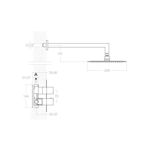 Mitigeur de douche thermostatique à encastrer KUATRO K4724012 chromé avec douche de tête - RAMON SOLER - 47D302765 pas cher Secondaire 1 L