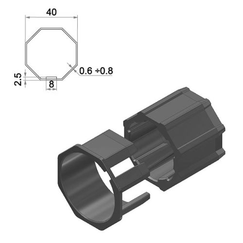 Adaptateurs pour moteurs diamètre 35mm tobe octogonal 40 agrafage intériueur - CHERUBINI - A3505_0502 pas cher Principale L