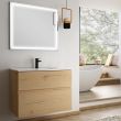 Meuble de salle de bain simple vasque 2 tiroirs MIG et miroir Led VELDI roble (chêne clair) 60cm - COSYNEO - NIZMIG60VELDIROB pas cher