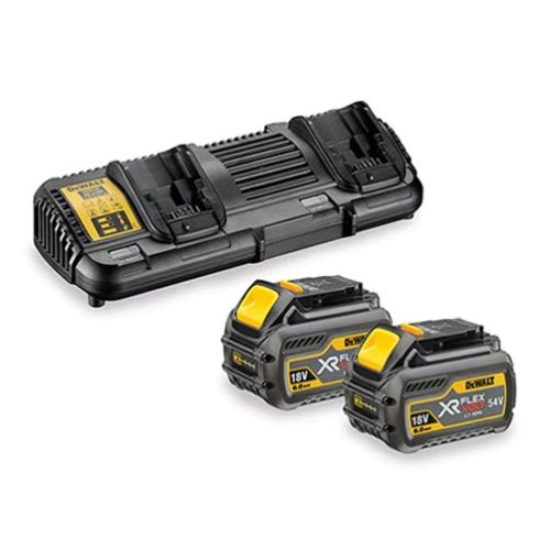 Pack de 2 batteries XR FLEXVOLT 18 V / 54 V 6A h/2 Ah Li-Ion + chargeur double DEWALT DCB132T2-QW photo du produit Principale L