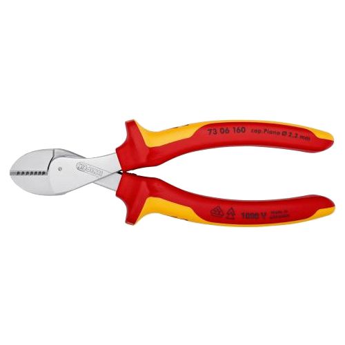 Pince coupante de côté à forte démultiplication isolée 1000V X-CUT® 160mm - KNIPEX - 73 06 160 pas cher