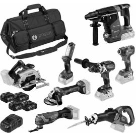 Pack 8 outils 18V Bosch + 4 batteries 5 Ah + chargeur + sac &agrave; outils - 0615A5004A pas cher Principale M