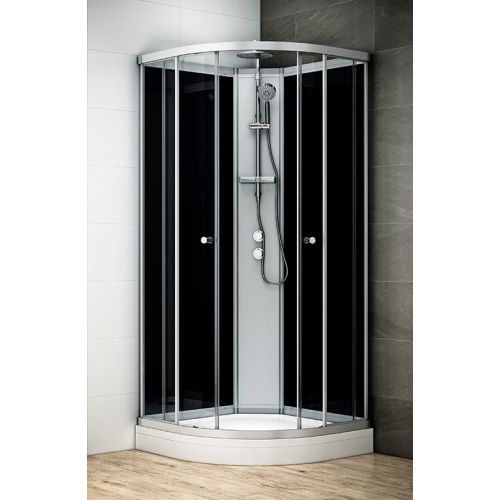 Cabine de douche intégrale SILVER 90x90 NOIR en angle - THALASSOR - SQIN9090 pas cher