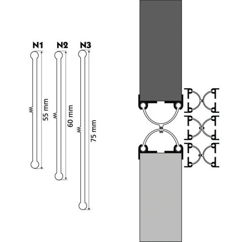 Protection anti-pince doigts pour porte battante N1 224cm épaisseur 32 à 39mm largeur joint 55mm - ELLEN - 7003401 pas cher Secondaire 2 L