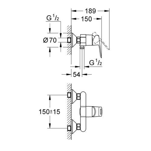 Mitigeur de douche monocommande BAULOOP avec cartouche céramique - GROHE - 23340-000 pas cher Secondaire 1 L