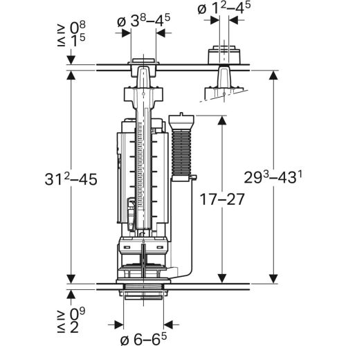 Mécanisme de chasse complet 3/6l double touche alimentation d’eau latérale type 290-380 - GEBERIT - 283.307.21.2 pas cher Secondaire 2 L