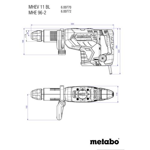 Marteau burineur SDS-Max 1500W MHEV 11 BL + coffret - METABO - 600770500 pas cher Secondaire 1 L