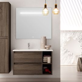 Meuble de salle de bain Cosynéo vasque déportée 2 tiroirs OLYMPE et miroir Led STAM photo du produit Principale M