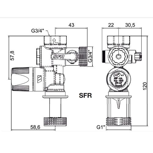 Groupe de sécurité droit SFR 3/4'' pour chauffe-eau WATTS 2252550 photo du produit Secondaire 1 L