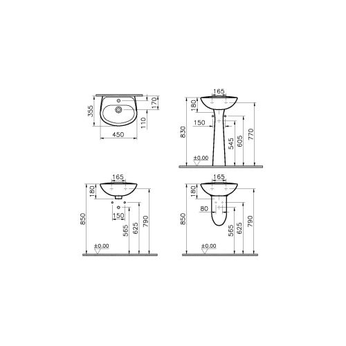 Lave mains blanc NORMUS 450x355 VITRA 5078L003-1029 photo du produit Secondaire 1 L