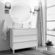 Meuble de salle de bain simple vasque 3 tiroirs TIRIS 3C et miroir rond Led SOLEN hibernian (bois blanchi) 80cm - COSYNEO - - SIRTIRIS80SOLENHIB pas cher