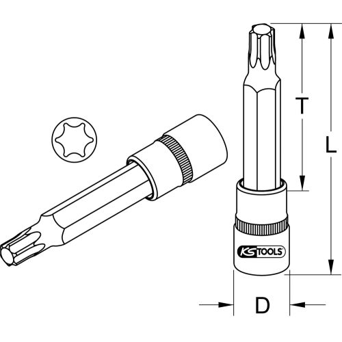 Douille tournevis ULTIMATE Torx 3/8'' en chrome vanadium T9 KS TOOLS 911.3921 photo du produit Secondaire 1 L