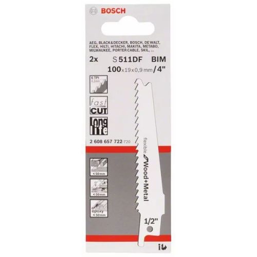 Lames de scie sabre S 511 DF Flexible for Wood and Metal BOSCH 2608657722 photo du produit Secondaire 2 L