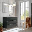 Meuble de salle de bain simple vasque 3 tiroirs PALMA et miroir Led STAM ebony (bois noir) 60cm - COSYNEO - ING3CPALMA60STAMEBO pas cher