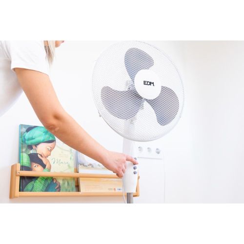 Ventilateur sur pied 45W blanc D.40cm hauteur r&eacute;glable 105 - 125 cm EDM 33500 photo du produit Secondaire 4 L