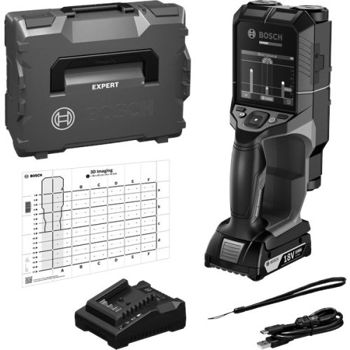 Scanner mural 18V D-Tect 18V-200-17 C + 1 batterie 2Ah + chargeur + coffret L-BOXX - BOSCH EXPERT - 0601081605 pas cher