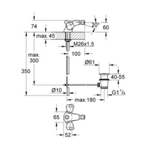 Mélangeur de bidet bec à rotule chromée ATLANTA bicommande - GROHE - 24471-000 pas cher Secondaire 3 L