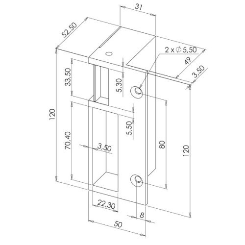 Gâche 120 mm - HERACLES - PCA-1037I pas cher Secondaire 1 L