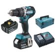 Perceuse visseuse à percussion 18V + 2 batteries 5Ah + chargeur + coffret MAKPAC - MAKITA - DHP484RTJ pas cher