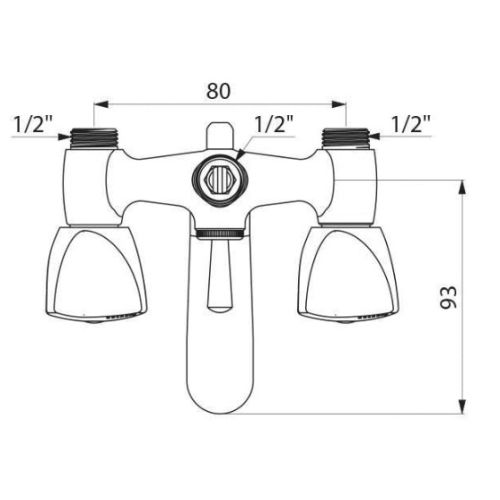 Mélangeur Bain/Douche bicommande bec fixe 1/2 - DELABIE - D2408 pas cher Secondaire 1 L