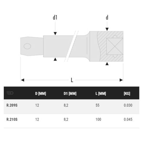 Rallonge 1/4'' angulaire L 100mm - FACOM - R.210S pas cher Secondaire 1 L