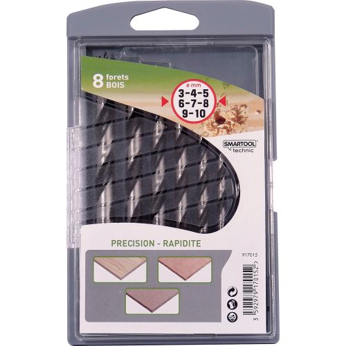 Coffret de 8 forets bois 3 pointes diamètre 3 - 10 mm SMARTOOL TECHNIC 917015 photo du produit Principale L