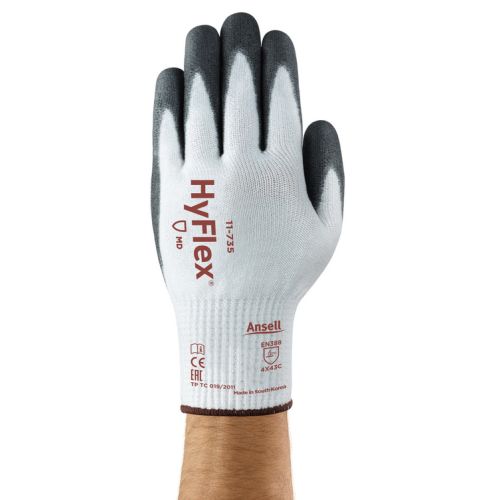 Gants tricotés HYFLEX 11735 enduit polyuréthane blanc/noir T8 ANSELL 11735T8 photo du produit Secondaire 2 L