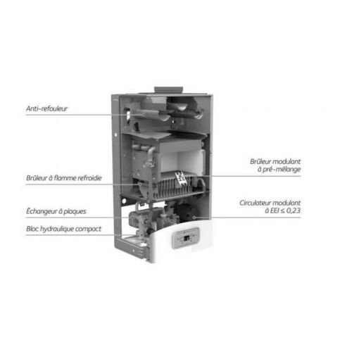 Chaudière murale mixte basse temperature INOA NOX SHUNT 25 CF - CHAFFOTEAUX - 3310634 pas cher Secondaire 2 L