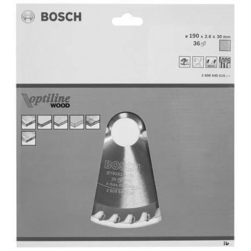 Lame de scie circulaire 190 x 30 x 2,6mm Optiline Wood pour le bois 36 dents - BOSCH - 2608640616 pas cher Secondaire 2 L