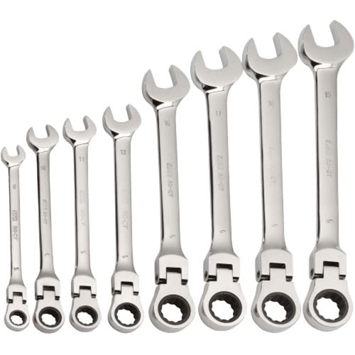 Jeu de 8 clés mixtes à cliquet articulées en mm SAM OUTILLAGE 50-CTJ8 photo du produit