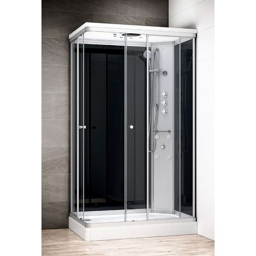 Cabine de douche Hydromassante SILVER HYDRO 120x80 droite noire - THALASSOR - SRMN1280D-ANGLE pas cher