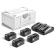 Set énergie SYS 18V 4 batteries 5Ah + chargeur TCL 6 DUO en coffret Systainer SYS3 - FESTOOL - 577709 pas cher