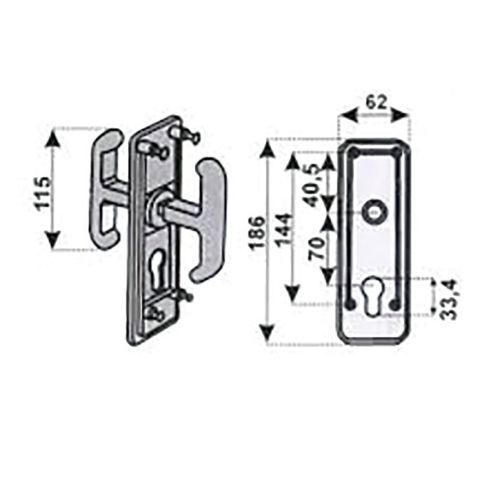 Serrure de porte de garage basculante 2 points verticaux PREFER