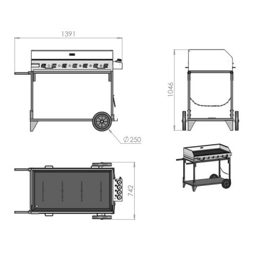 Plancha gaz PAKITA 4105 Exception + chariot noir - LEMARQUIER - PCXP4105E13 pas cher Secondaire 1 L