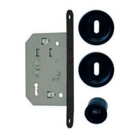 Kit porte coulissante Eurowale poignées rondes noires clé L - NO014 photo du produit Principale M