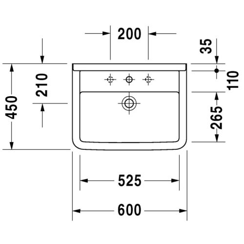 Lavabo en céramique sanitaire avec trop-plein 60 cm STARCK 3 DURAVIT 300600000 photo du produit Secondaire 1 L