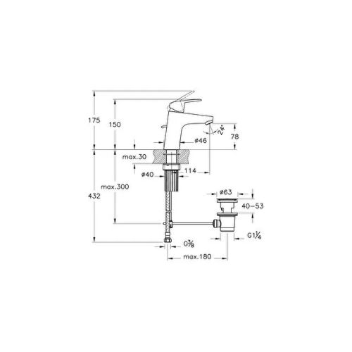 Mitigeur lavabo FLOW S Cartouche CH3 TIRETTE V-SUPERFIX - VITRA - A42929ENGXP pas cher Secondaire 1 L