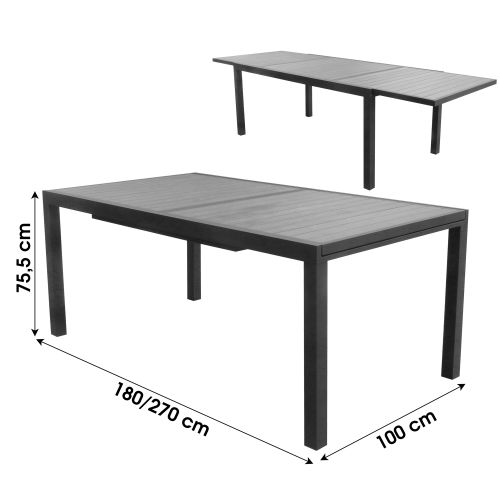 Table de jardin en aluminium et bois 6 à 8 places avec rallonge - 224615 pas cher Principale L