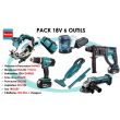 Pack de 6 outils Makita 18 V (DHP453/DHR202/DCL180/DGA452/DSS610/DBO180) + 3 batteries 3 Ah photo du produit