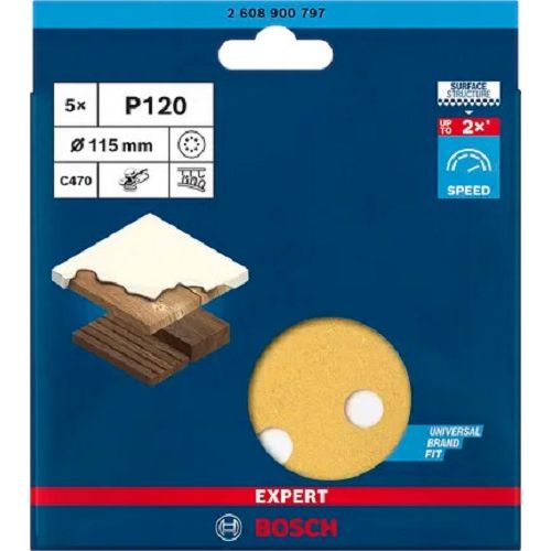 Disque abrasif Expert C470 G120 8 trous - BOSCH - 2608900797 pas cher Secondaire 2 L