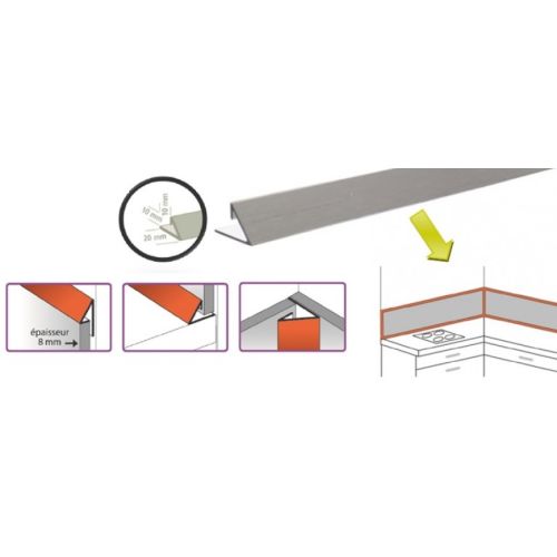 Profil de finition de cr&eacute;dence 8 &agrave; 10 mm argent longueur 3,15 m NORDLINGER 670209 photo du produit Secondaire 1 L