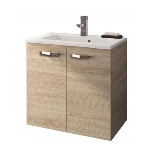 Meuble sous vasque ANGELO L60 décor chêne naturel 2 portes NEOVA A2344209 photo du produit