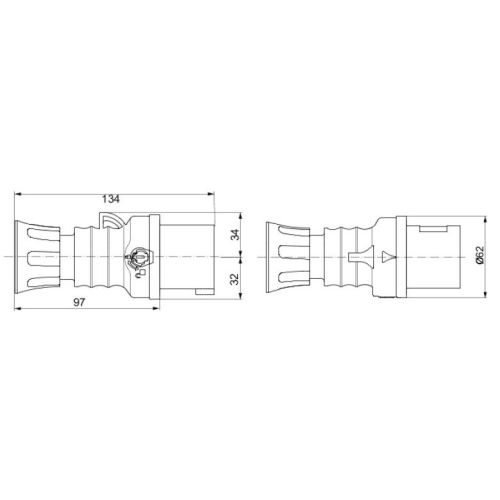 Fiche mobile droite IEC 309 HP IP44/IP54 2P+T 16A 200 - 250V Bleu - GEWISS - GW60004FH pas cher Secondaire 1 L