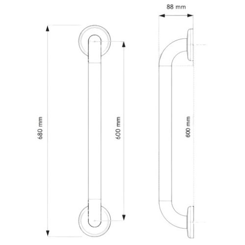 Barre de relèvement en inox poli D32 L600 mm pour PMR AKW 1262 photo du produit Secondaire 1 L