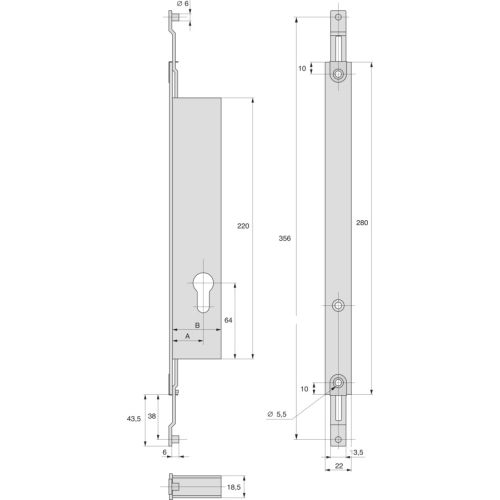 Serrure 2 points pour cylindre coffre de 41 mm variaxe - STREMLER - 2253.41.0 pas cher Secondaire 3 L